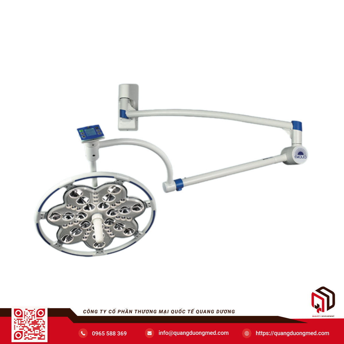 Đèn phẫu thuật gắn tường công suất cao 160.000LUX - Model: EMALED® 300W+
