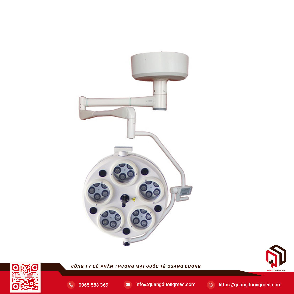 Đèn mổ treo trần 5 cụm bóng LED (25 bóng) - Model: WYLEDK5 - Hãng: Weyuan Medical